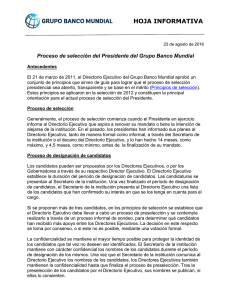 Proceso de selección del Presidente del Grupo Banco Mundial