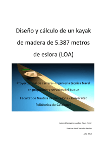 Diseño y cálculo de un kayak de madera de 5.387 metros de eslora