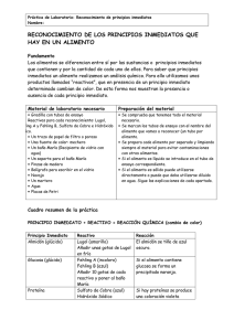 reconocimiento de los principios inmediatos que hay en un
