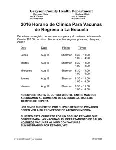 2016 Horario de Clinica Para Vacunas de Regreso a La Escuela