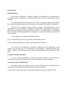 CAPITULO IV METODOLOGIA De acuerdo con Hernández