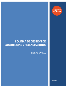 Documento de Política de gestión de sugerencias y reclamaciones
