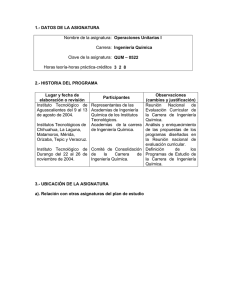 Operaciones Unitarias I - Instituto Tecnológico de Villahermosa