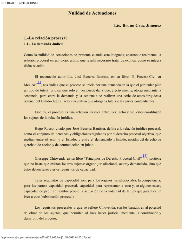 NULIDAD DE ACTUACIONES