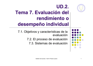 Tema 7. Evaluación del rendimiento o desempeño individual