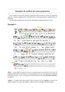 Ejemplos de análisis de canto gregoriano Ejemplo 1