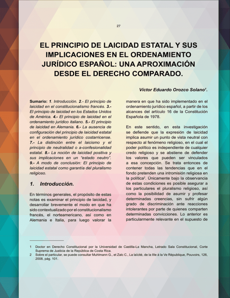 El Principio De Laicidad Estatal Y Sus Implicaciones En 6297