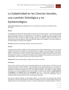 La Subjetividad en las Ciencias Sociales, una cuestión Ontológica y