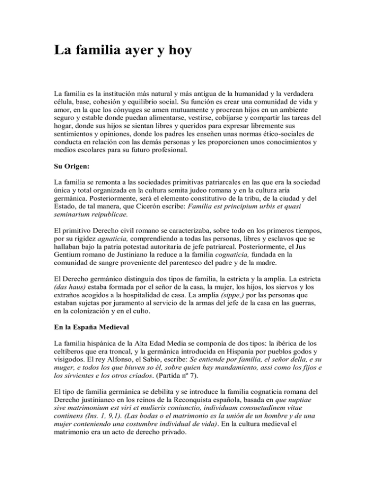 La familia ayer y hoy Foro andaluz de la Familia