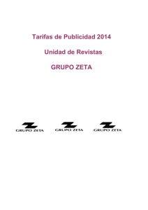 Tarifas Revistas 2014 - Zeta Gestión de Medios. Grupo Zeta.