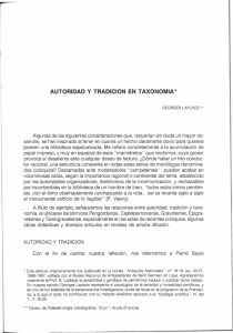 Autoridad y tradición en taxonomía. Georges Laplace