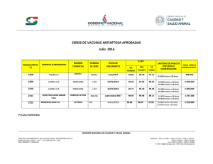 SERIES DE VACUNAS ANTIAFTOSA APROBADAS Julio