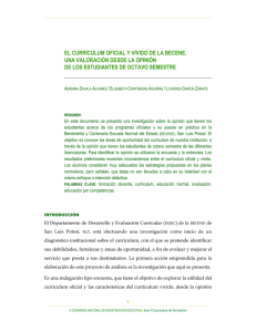 el currículum oficial y vivido de la becene. una valoración