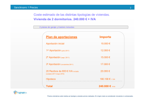 Coste estimado de las distintas tipologías de viviendas
