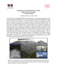Erupciones del volcán Rincón de la Vieja: Observaciones de