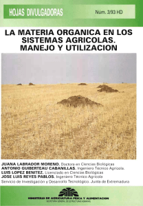 LA MATERIA ORGANICA EN LOS SISTEMAS AGRICOLAS