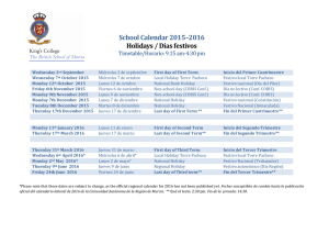 School Calendar 2015–2016 Holidays / Días festivos