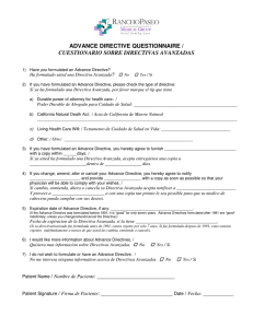 advance directive questionnaire / cuestionario sobre directivas