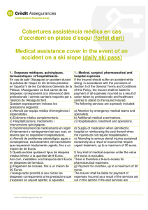 Cobertures assistència mèdica en cas d`accident en pistes d`esquí