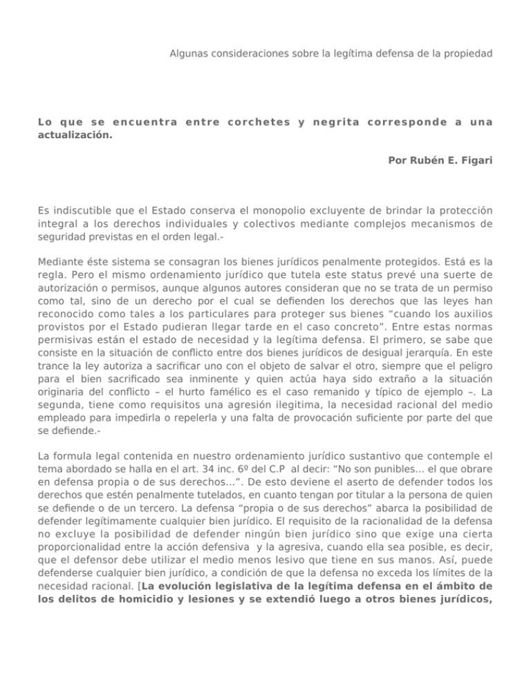Algunas Consideraciones Sobre La Leg tima Defensa