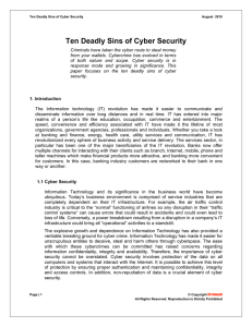 Ten Deadly Sins of Cyber Security