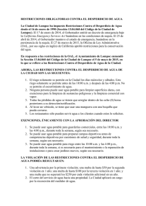 RESTRICCIONES OBLIGATORIAS CONTRA EL DESPERDICIO DE