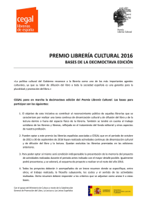 PREMIO LIBRERÍA CULTURAL 2016