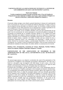 Participación de las asociaciones de vecinos en la gestión de los