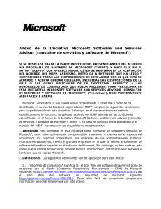 Anexo de la Iniciativa Microsoft Software and Services Advisor