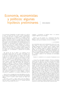 economia, economistas y politicos: algunas hipotesis preliminares