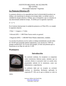 La Potencia Eléctrica (P) Wattimetro Introducción
