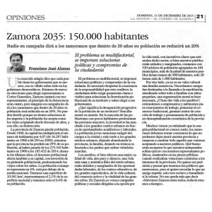 Columna de opinión en "La opinión de Zamora"