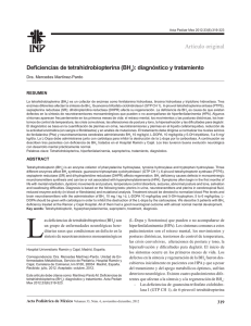 Deficiencias de tetrahidrobiopterina (BH4): diagnóstico y tratamiento