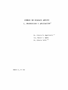 CUEROS DE GUANACO ADULTO I. PRODUCCION Y APLICACION*
