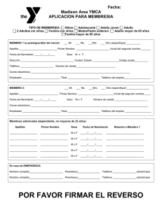 Madison Area YMCA Application for Membership