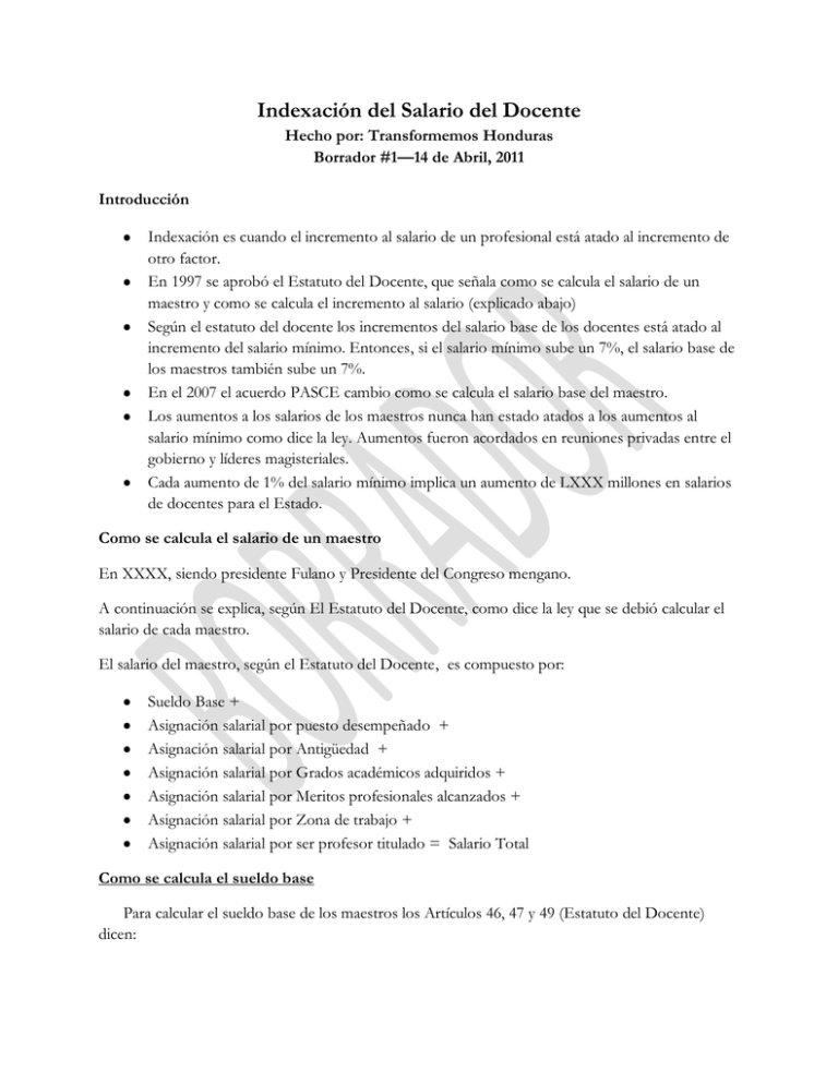 Indexaci n Del Salario Del Docente