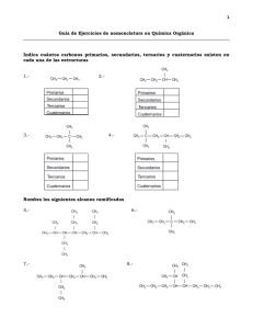 Guía de Ejercicios de nomenclatura en Química Orgánica Indica