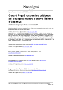 Gerard Piqué respon les crítiques pel seu gest mentre sonava l