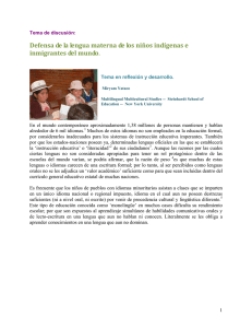 Defensa de la lengua materna de los ni&ntilde;os ind&iacute;genas e inmigrantes