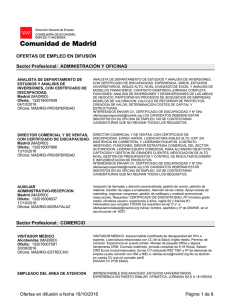Oferta de empleo en difusión en la Comunidad de Madrid a 18 de