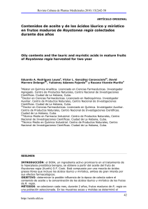 Contenidos de aceite y de los ácidos láurico y mirístico en frutos