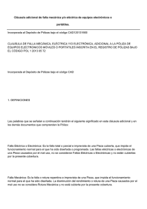 Cláusula adicional de falla mecánica y/o eléctrica de equipos