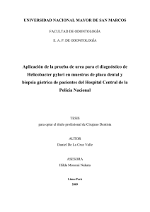 Aplicación de la prueba de urea para el diagnóstico de Helicobacter