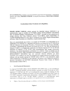 Solicita concesión deﬁnitiva para linea de transmisión y subestación