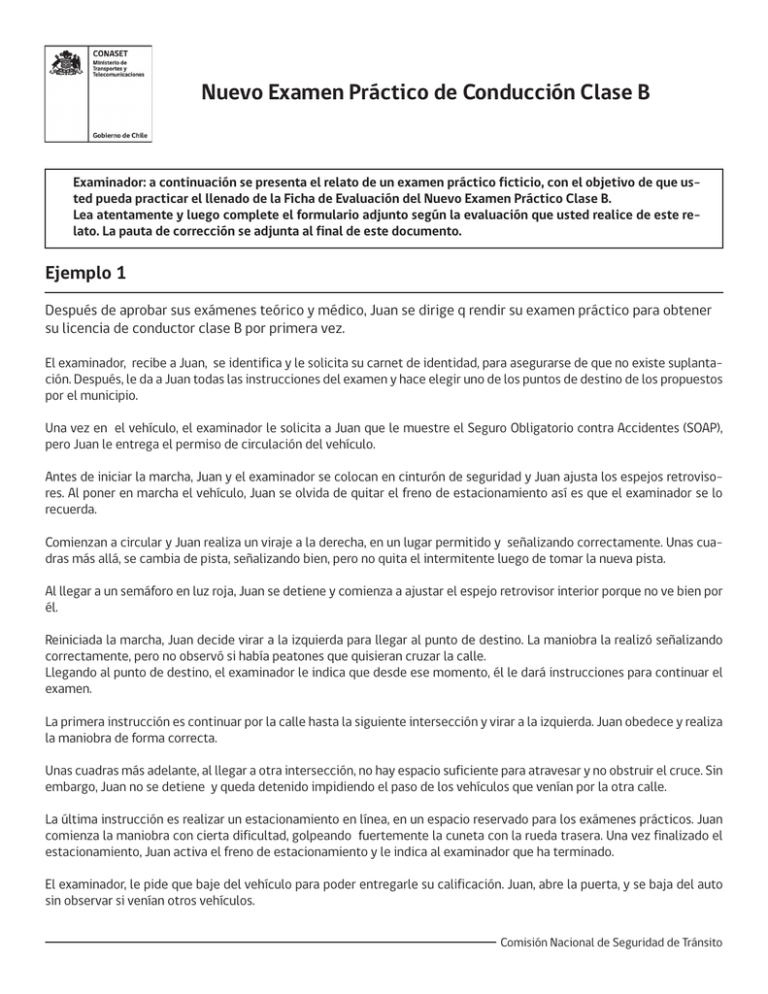 Nuevo Examen Práctico De Conducción Clase B