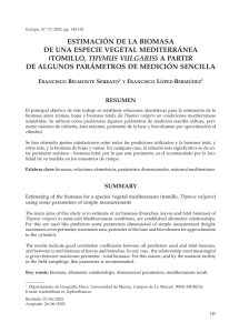 Estimación de la biomasa de una especie vegetal mediteránea