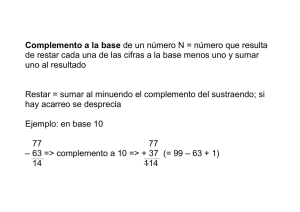 Complemento a la base de un número N = número que resulta de