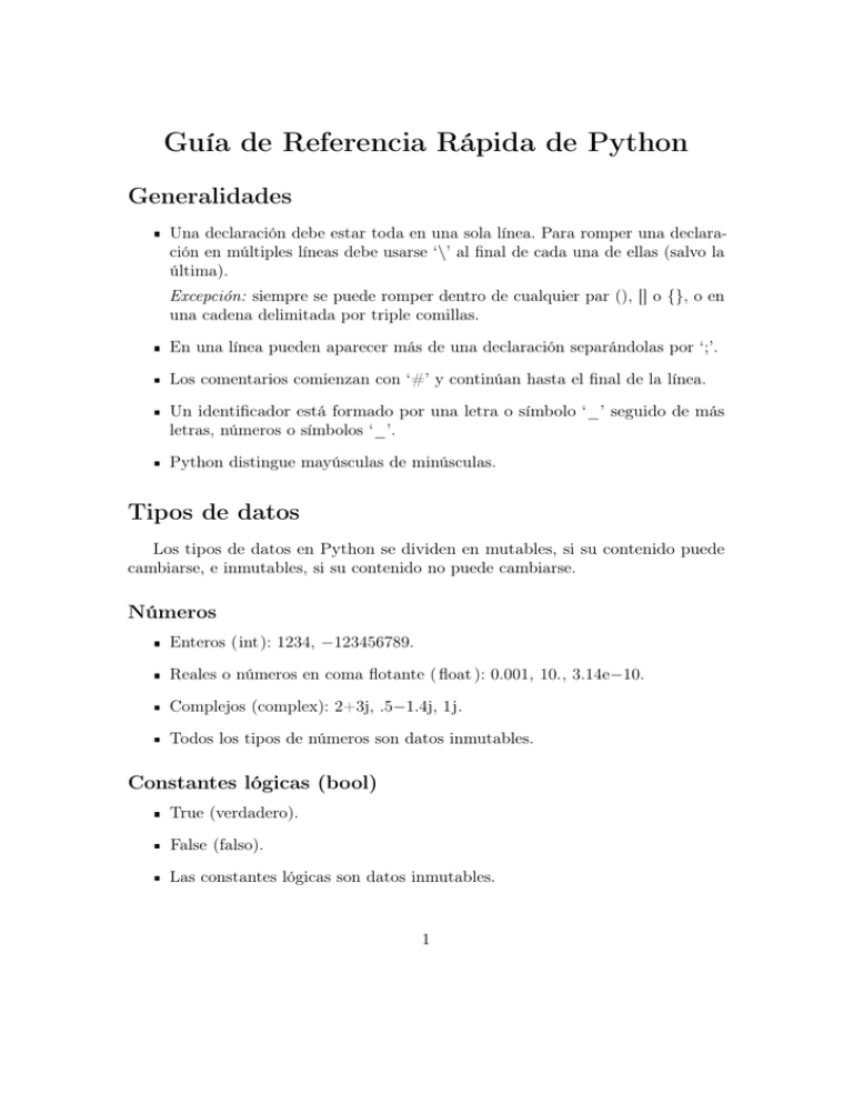 Guía de Referencia Rápida de Python