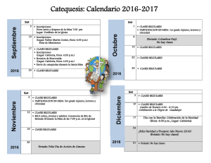 Catequesis: Calendario 2016