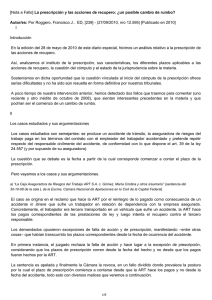 [Nota a Fallo] La prescripción y las acciones de recupero: ¿un